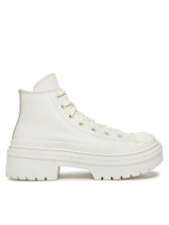 Converse Botki Chuck Taylor All Star Lugged Heel Leather Platform A10370C Biały. Białe botki Converse, bez wzorów, ze skóry, retro, bez obcasa, na płaskiej podeszwie, bez zapięcia. Za 289.99 zł.