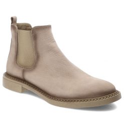 Beżowe Botki Nessi Modne Obuwie Damskie. Brązowe botki Nessi, bez wzorów, z jeansu, eleganckie, bez obcasa, bez zapięcia. Za 489.00 zł.