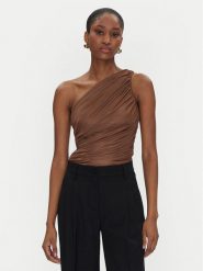 PINKO Top 105048 A2F1 Brązowy Slim Fit. Brązowe topy Pinko, xs, bez wzorów, z syntetyku, bez kołnierzyka, bez ramiączek. Za 679.99 zł.
