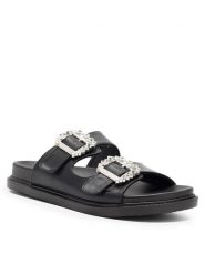 DeeZee Klapki ARABELLA KL-E566-40 Czarny. Czarne klapki DeeZee, bez wzorów, ze skóry, bez obcasa, bez zapięcia. Za 139.99 zł.