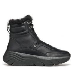 Botki Geox. Czarne botki Geox, bez wzorów, bez obcasa, na płaskiej podeszwie, bez zapięcia. Za 369.99 zł.
