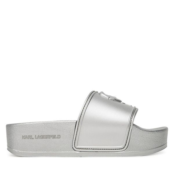 Klapki KARL LAGERFELD. Szare klapki KARL LAGERFELD, bez wzorów, bez obcasa, bez zapięcia. Za 279.99 zł.
