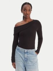 Guess Top W6RP15 KD012 Czarny Slim Fit. Czarne topy Guess, s, z aplikacjami, z wiskozy, bez kołnierzyka, bez ramiączek. Za 269.99 zł.