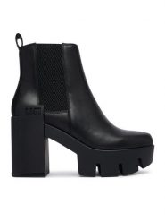 United Nude Botki Grip Chelsea Mid V 110330116 Czarny. Czarne botki United Nude, bez wzorów, ze skóry, bez obcasa, na słupku, bez zapięcia. Za 1,649.00 zł.