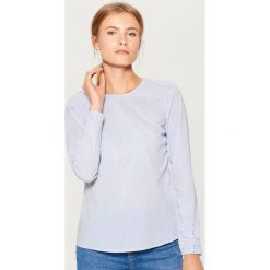 Bluzka basic - Niebieski. Niebieskie bluzki Mohito, l, bez wzorów, bez kołnierzyka, bez ramiączek. Za 49.99 zł.