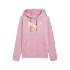 Bluza damska z kapturem Puma Ess Metallic Fl. Czerwone bluzy Puma, bez wzorów, prążkowane, sportowe, bez ramiączek, z kapturem. Za 231.50 zł.