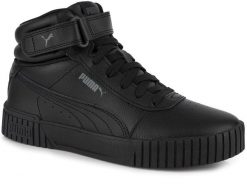 Buty sportowe damskie sneakersy wysokie czarne PUMA CARINA 2.0 MID. Czarne buty treningowe Puma, z aplikacjami, z gumy, bez zapięcia, trekkingowe. Za 199.00 zł.