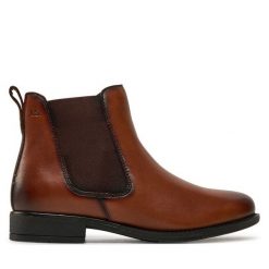 Botki Josef Seibel. Brązowe botki Josef Seibel, bez wzorów, bez obcasa, na płaskiej podeszwie, bez zapięcia. Za 379.99 zł.