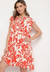 Pomarańczowa Bawełniana Sukienka z Abstrakcyjnym Wzorem Lioraia. Brązowe sukienki Born2be, na co dzień, l, bez wzorów, z bawełny, eleganckie, bez kołnierzyka, bez ramiączek, midi, proste. W wyprzedaży za 38.24 zł.