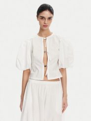 PINKO Bluzka 105185 Biały Regular Fit. Białe bluzki Pinko, l, bez wzorów, z bawełny, bez kołnierzyka, bez ramiączek. Za 838.03 zł.
