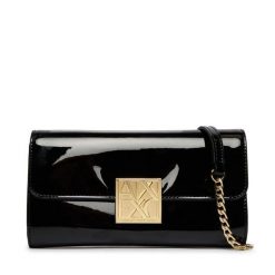 Torebka Armani Exchange. Czarne kopertówki Armani Exchange, bez wzorów, wizytowe, bez dodatków. Za 469.99 zł.