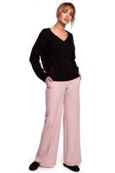 Sweter z Dekoltem w Serek - Czarny. Czarne swetry MOE, l, bez wzorów, z materiału, bez ramiączek. Za 209.90 zł.