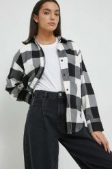 Abercrombie & Fitch koszula damska kolor czarny relaxed z kołnierzykiem klasycznym. Czarne koszule Abercrombie & Fitch, l, bez wzorów, klasyczne, bez kołnierzyka, bez ramiączek. W wyprzedaży za 278.99 zł.