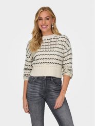 ONLY Sweter Asa 15310527 Beżowy Regular Fit. Brązowe swetry ONLY, s, bez wzorów, z bawełny, bez ramiączek. Za 109.99 zł.