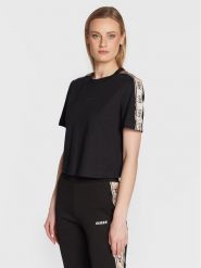Guess T-Shirt V3RI08 I3Z14 Czarny Relaxed Fit. Czarne t-shirty Guess, s, z aplikacjami, z bawełny, bez kołnierzyka, bez ramiączek. Za 109.99 zł.
