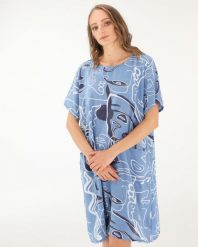Bawełniana luźna sukienka. Niebieskie sukienki Unisono, s, bez wzorów, z bawełny, bez kołnierzyka, bez ramiączek, mini. Za 129.00 zł.