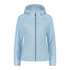 Damska kurtka hybrydowa z kapturem CMP. Niebieskie kurtki CMP, bez wzorów, sportowe, z kapturem. Za 340.00 zł.