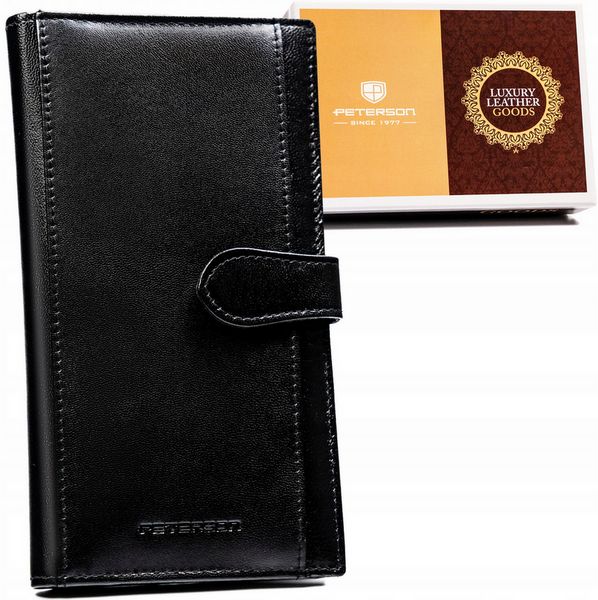 Portfel skórzany Peterson PTN RD-49-GCL czarny. Czarne portfele Peterson, bez wzorów, ze skóry. Za 111.99 zł.