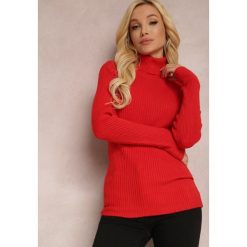 Czerwony Golf Irinsyss. Czerwone swetry Renee, l, bez wzorów, z dzianiny, bez ramiączek. Za 39.99 zł.