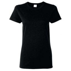 Damska Koszulka T-shirt Krótki Rękaw Top. Czarne t-shirty GILDAN, s, bez wzorów, sportowe, bez kołnierzyka, bez ramiączek. Za 30.99 zł.