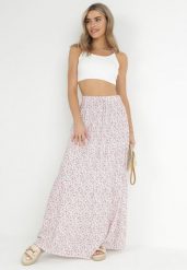 Biała Bawełniana Spódnica Maxi w Kwiatki Amelix. Białe spódnice Born2be, m, z aplikacjami, z bawełny, maxi. Za 99.99 zł.