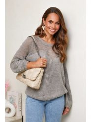 Soft Cashmere Sweter w kolorze szarym rozmiar: 38/40. Szare swetry Soft Cashmere, bez wzorów, ze splotem, klasyczne, bez ramiączek. Za 112.45 zł.