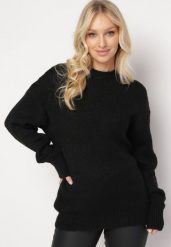 Czarny Klasyczny Sweter z Wełną Wykończony Ściągaczami Susa. Czarne swetry Born2be, m, bez wzorów, z wełny, klasyczne, bez ramiączek. W wyprzedaży za 76.49 zł.