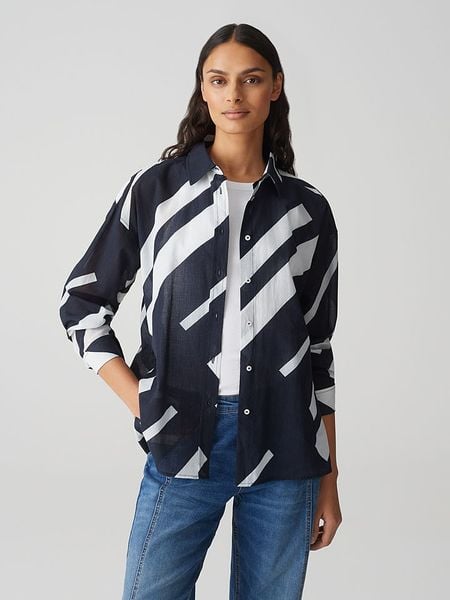 OPUS Koszula w kolorze granatowym rozmiar: 36. Niebieskie koszule Opus, bez wzorów, z bawełny, bez kołnierzyka, bez ramiączek. Za 105.63 zł.