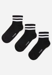 Czarne 3-Pack Skarpety Bawełniane za Kostkę ze Wzorem w Paski Nargaia. Czarne skarpetki Renee, bez wzorów, z bawełny. Za 29.99 zł.