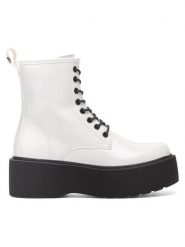 DeeZee Botki WS101-08A Biały. Białe botki DeeZee, bez wzorów, bez obcasa, na płaskiej podeszwie, bez zapięcia. Za 139.99 zł.