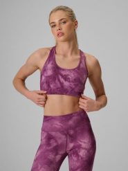4F Biustonosz treningowy z niskim wsparciem damski - fioletowy S. Fioletowe biustonosze sportowe 4f, bez wzorów, z gumy, na fitness i siłownię. Za 119.99 zł.