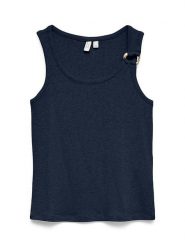 Vero Moda Top w kolorze granatowym rozmiar: L. Niebieskie topy Vero Moda, l, z aplikacjami, prążkowane, bez kołnierzyka, bez ramiączek. Za 69.95 zł.