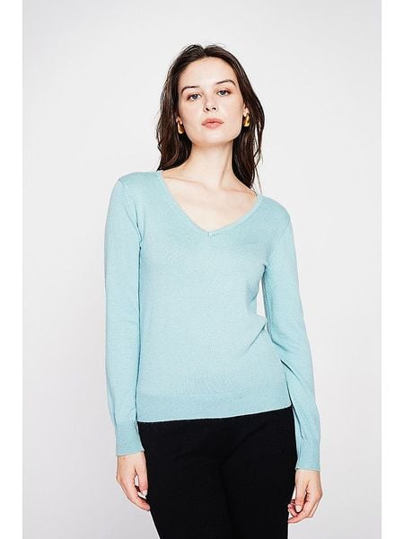 ASSUILI Sweter w kolorze turkusowym rozmiar: 34. Niebieskie swetry Assuili, bez wzorów, klasyczne, bez ramiączek. Za 105.63 zł.