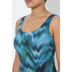 Damskie Strój kąpielowy rozmyty nadruk bez miękkich miseczek. Czarne stroje jednoczęściowe Ulla Popken, bez wzorów, z elastanu, sportowe. Za 199.99 zł.