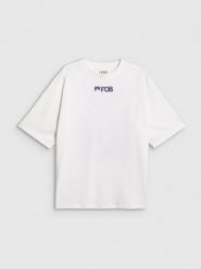 4F T-shirt loose z nadrukiem damski - biały L. Białe t-shirty sportowe 4f, l, bez wzorów, z materiału, bez ramiączek, snowboardowy. Za 79.99 zł.