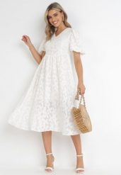 Jasnobeżowa Rozkloszowana Sukienka z Wiskozy z Bufiastymi Rękawami Devisana. Brązowe sukienki Born2be, m, bez wzorów, z wiskozy, eleganckie, bez kołnierzyka, bez ramiączek, midi, rozkloszowane. W wyprzedaży za 186.99 zł.