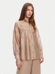 Bomboogie Koszula SW9007TLYA5 Beżowy Relaxed Fit. Brązowe koszule Bomboogie, bez wzorów, z lyocellu, bez kołnierzyka, bez ramiączek. Za 399.99 zł.