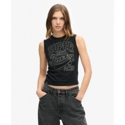 Kamizelka Slim z Retro Ozdobami. Czarne bielizna termoaktywna damska Superdry, bez wzorów, bez ramiączek. W wyprzedaży za 152.40 zł.