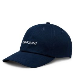 Czapka z daszkiem Tommy Jeans. Niebieskie czapki z daszkiem Tommy Jeans, bez wzorów, z jeansu. Za 99.99 zł.