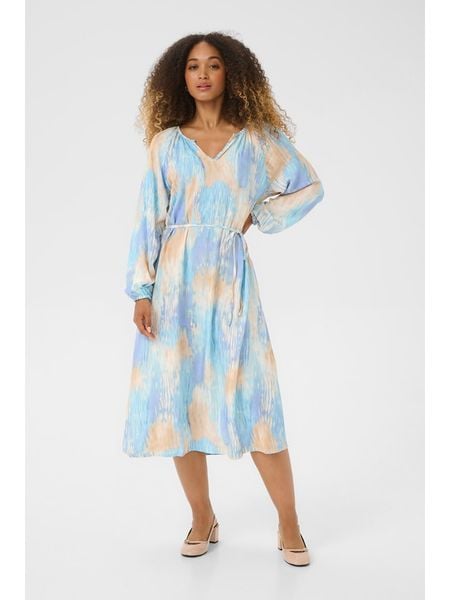 Kaffe Sukienka w kolorze błękitnym rozmiar: L/XL. Niebieskie sukienki Kaffe, na co dzień, l, bez wzorów, z tkaniny, bez kołnierzyka, bez ramiączek, midi, proste. Za 109.26 zł.