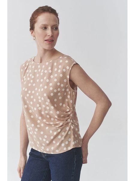 TATUUM Bluzka "Kobie" w kolorze beżowym rozmiar: 34. Brązowe bluzki Tatuum, s, bez wzorów, z wiskozy, klasyczne, bez kołnierzyka, bez ramiączek. Za 95.92 zł.