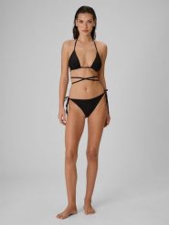 4F Dół od bikini damski - czarny L. Czarne bikini 4f, bez wzorów, z materiału, eleganckie. Za 49.99 zł.