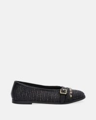 CZARNE PLECIONE BALERINY B77106 NERO. Czarne baleriny Venezia, bez wzorów, z materiału, bez obcasa, bez zapięcia. Za 499.00 zł.