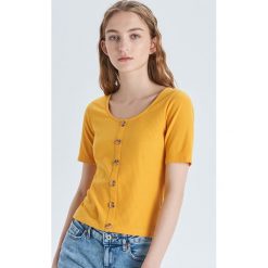 Bluzka w prążki z guzikami - Żółty. Bluzki Cropp. W wyprzedaży za 14.99 zł.