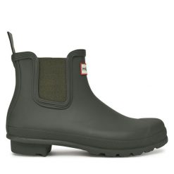 Kalosze Hunter. Brązowe kalosze Hunter, bez wzorów, bez zapięcia. Za 389.99 zł.