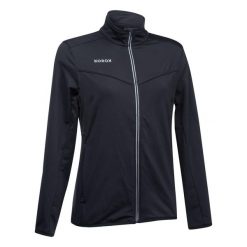 Kurtka treningowa do hokeja na trawie damska Korok FH900. Czarne kurtki KOROK, m, bez wzorów, z elastanu, sportowe, bez kaptura. Za 189.99 zł.