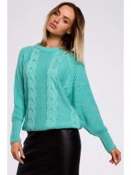 Made of emotion Sweter w kolorze turkusowym rozmiar: S/M. Niebieskie swetry Made Of Emotion, m, bez wzorów, ze splotem, bez ramiączek. Za 96.60 zł.