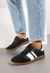 Czarne Sneakersy Tenisówki z Ozdobnymi Paskami Danavin. Czarne trampki Born2be, bez wzorów, z jeansu, klasyczne, bez zapięcia. W wyprzedaży za 72.24 zł.