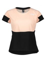 The North Face Koszulka trekkingowa "Beshtor" w kolorze jasnoróżowo-pomarańczowo-czarnym rozmiar: L. Czarne t-shirty sportowe The North Face, l, bez wzorów, z materiału, bez ramiączek, outdoorowe. Za 126.75 zł.