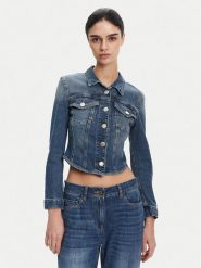 PINKO Kurtka jeansowa 104972 A2I5 Niebieski Regular Fit. Niebieskie kurtki Pinko, bez wzorów, z bawełny, bez kaptura. Za 669.99 zł.